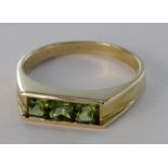 9ct Gold Gems TV Green Tourmaline Ring with COA size N weight 2.7g