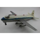 Schuco tinplate battery operated model of a Lufthansa four propeller aeroplane, length 42cm, width