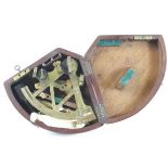 Troughton & Simms sextant, width 15.5cm approx., contained in fitted oak case