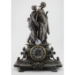 Large ornate mantle clock, depicting two classical female figures, circa 19th Century, movement