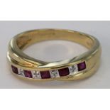 9ct Gold Ruby and Diamond Ring size N weight 3.6g