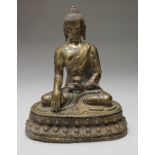 Chinese Quing Dynasty Gilded Bronze Buddha , ca. 1800 AD; Large Sino-Tibet (Quing Dynasty) Buddha