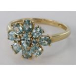 9ct Gold QVC Blue Topaz Ring size N weight 2.4g