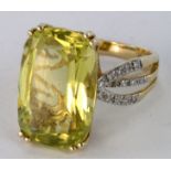 10ct Gold Citrine and Diamond Ring size N weight 6.6g