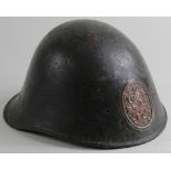 Dutch WW2 helmet with front badge, no liner or chin strap