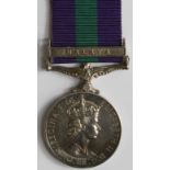 General Service Medal clasp, Malaya, EIIR issue, awarded to Private Bonderai, Rhodesian African