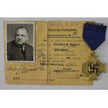 German 40 year faithful service medal with award documents and ID card etc., to Schlosser