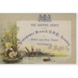 GB Christmas Card circa 1875 produced for Sorting Staff of Newspaper Branch GPO London, ornate