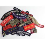 Cloth Shoulder Title Badges: British Army WW2 embroidered felt and printed cloth shoulder title