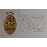 Rugby Union official RFU postcards issued for England. 1) England v South Africa 14/11/92 signed