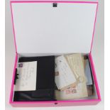 GB - pink boxfile of QV to early QE2 Commercial / Private mail. Housing two folders of 1920's (in