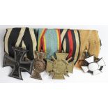 German WW1 group on bar - Iron Cross 2nd Class. Mecklenburg-Strelitz Cross for Distinction in War,