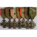 French Croix de Guerre's - 1914/15 with star to ribbon, 1914/16 with 2x stars to ribbon, 1914/17