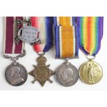 1915 Star Trio and Meritorious Service Medal GV + named ID Tag to M2-102669 Pte H A Lines ASC. MSM