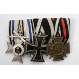 Bavarian Military Merit Cross with Swords 2nd Class, Iron Cross 2nd Class, and Honour Cross with