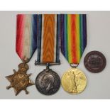 1915 Star trio to 60 Pte R N Batterbury R.Fus. With a named Life Saving Society bronze medal