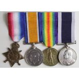 1915 Star Trio (268391 W T Dyer C.E.R.A.1.RN), and EDVII Naval LSGC Medal (268391 W T Dyer C.E.R.A.