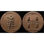 French Commemorative Medal, bronze d.67mm: A high relief art medal by 'Dizette Linacc' (?)