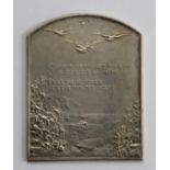 French silver plaque "Salute to the Sun" by George Dupre (died 1902) 64x50mm, aEF some light