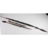 African Spear with two smaller tribal spears (3) a/f