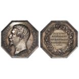 French octaginal silver jeton d.29mm featuring Napoleon III / 'SOCIETE IMPERIALE ET CENTRALE D'