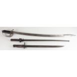 Bayonets & a sword - US 1917 Remington (no scabbard), French Lebel M1886 cruciform bayonet and