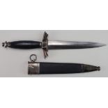 German DLV early 1st pattern Luftwaffe Dagger with scabbard, blade maker marked 'E.P. & S.