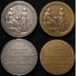 French Commemorative Medals (2) silver and bronze d.41.5mm: Commemorating the Opening of the Suez