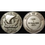 British / French Football Related Medal, silver d.49.5mm: 'Ville de Paris', City of Paris silver
