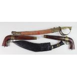 Indian Tourist items: 1) A pair of pistol shaped decorative knives in carved wooden scabbards.