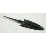 Ancient Greek Archaic Period (ca.1000 BC) bronze spearhead in great condition - shape edges 150mm