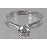 18ct white gold diamond solitaire ring approx. 0.60ct, F VVS, size L, weight 3.5g