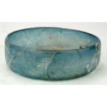 Ancient Roman (ca.100 AD) blue glass plate , lovely colour with small repairs 125mm