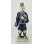 Ancient Chinese Ming Dynasty (AD 618-907) attendant figurine with superb glazing 240mm