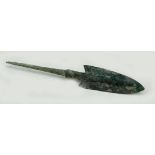 Ancient Greek Archaic Period (ca.1000 BC) bronze spearhead in great condition - shape edges 145mm