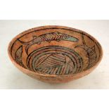 Indus Valley (ca.3200 BC - 2000 BC) terracotta bowl depicting fish and floral pattern 200mm