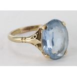 9ct Gold Aquamarine Ring size N weight 3.2g