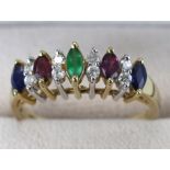 Ladies 18ct (stamped 750) multi-stone ring. Size P weight 3.8g