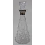 Silver topped cut glass decanter> preece and Willicombe. London 1938.