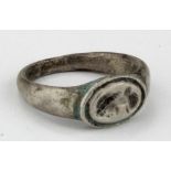 Ancient Roman (ca.200 AD) silver intaglio ring depicting God Apollo 20mm - inner diameter