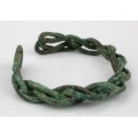 Medieval Viking Era (ca.900 AD) bronze twisted bracelet 73mm