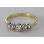 18ct graduated five stone diamond ring, approx. 0.33ct, size M, weight 2.5g