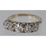 18ct diamond five stone graduated ring, approx. 1.50ct total. Size Q, weight 3.6g