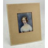 Portrait miniature. Oil on ivory, depicting a portrait of a young girl, unsigned, mounted, image