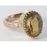 9ct Gold Citrine Ring size I weight 3.7g