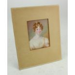 Portrait miniature. Oil on ivory, depicting a portrait of a young girl, contemporary manuscript