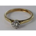 18ct Gold Diamond Solitaire Ring approx 0.20ct weight size K weight 2.5g