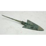 Ancient Greek Archaic Period (ca.1000 BC) bronze spearhead in great condition - shape edges 152mm
