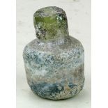 Ancient Roman (ca.200 AD) glass flask with lovely irredesance with some repair 45mm