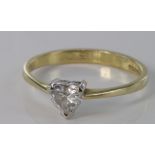 18ct yellow gold diamond heart shaped solitaire ring, 0.50ct, size M, weight 2.1g